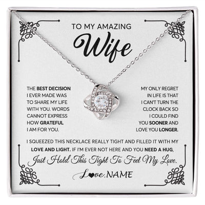 Love Knot Necklace | Personalized To My Amazing Wife Necklace From Husband The Best Decision I Ever Made Wife Valentines Day Birthday Christmas Customized Gift Box Message Card | teecentury