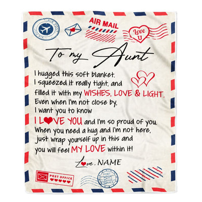 Personalized To My Aunt Blanket From Niece Nephew Air Mail Letter I Love You Aunt Birthday Mothers Day Christmas Customized Fleece Throw Blanket | teecentury