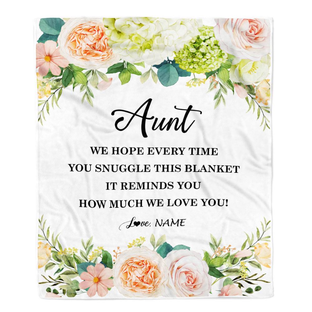 Personalized To My Aunt Blanket From Niece Nephew How Much We Love You Flower Aunt Birthday Mothers Day Christmas Customized Fleece Throw Blanket | teecentury