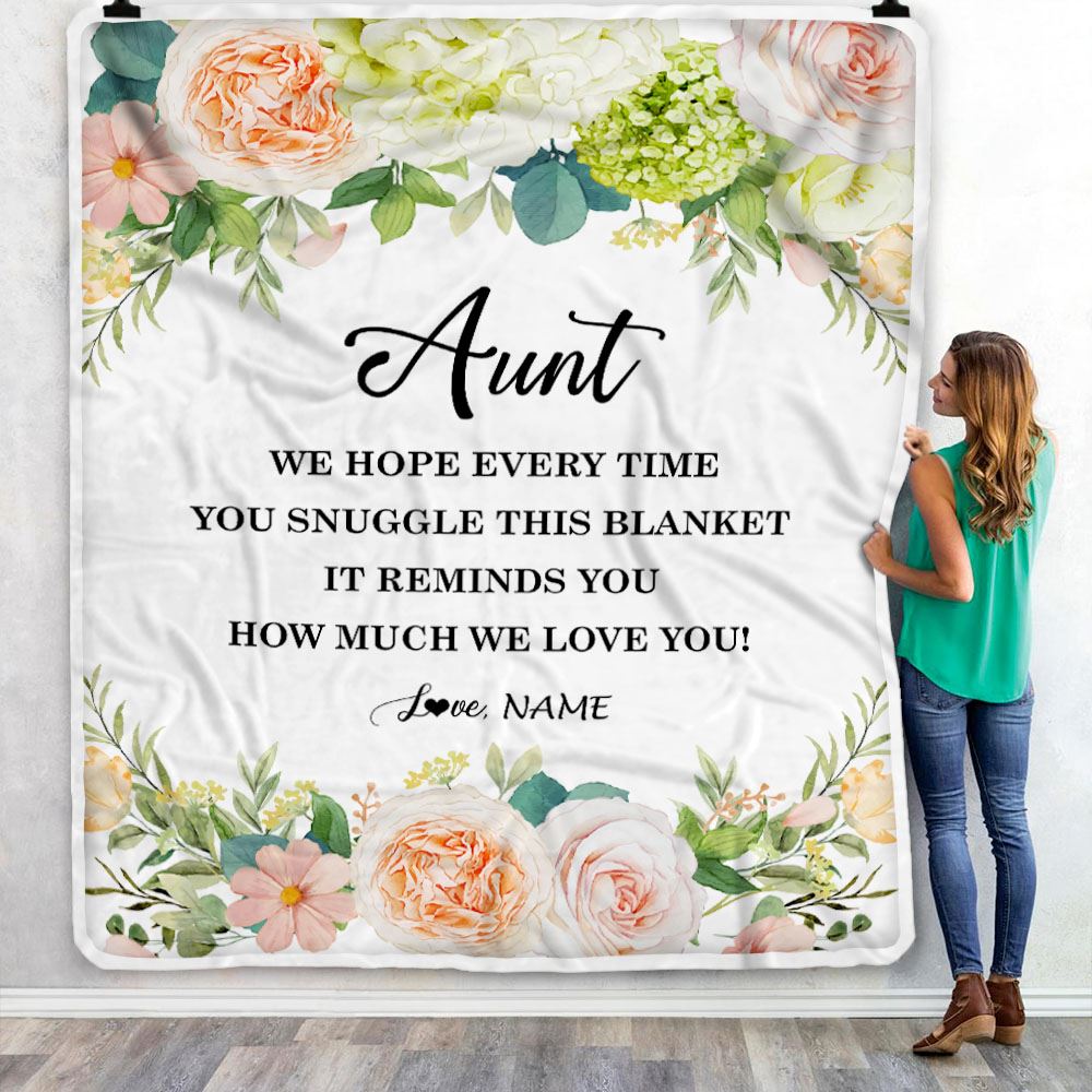 Personalized To My Aunt Blanket From Niece Nephew How Much We Love You Flower Aunt Birthday Mothers Day Christmas Customized Fleece Throw Blanket | teecentury