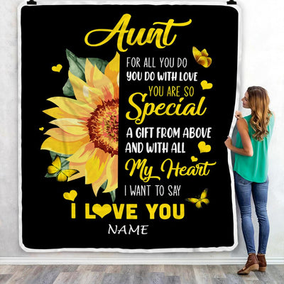 Personalized To My Aunt Blanket From Niece Nephew I Want To Say I Love You Sunfower Aunt Mothers Day Birthday Thanksgiving Christmas Customized Fleece Blanket | teecentury