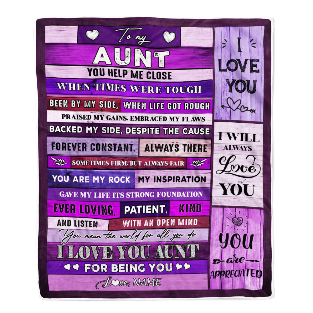 Personalized To My Aunt Blanket From Niece Nephew Wood You Help Me Close I Love You Aunt Mothers Day Thanksgiving Christmas Customized Fleece Throw Blanket Blanket | Teecentury.com