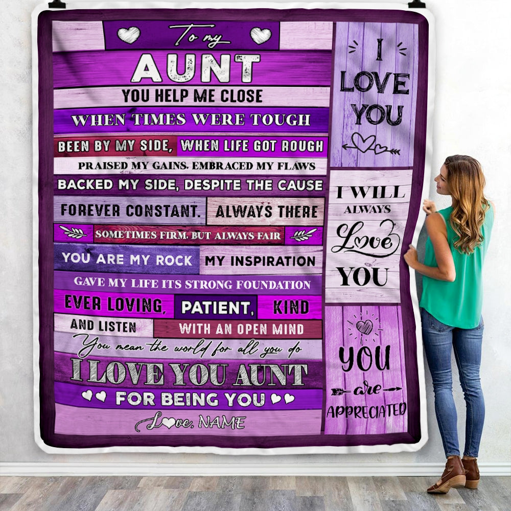 Personalized To My Aunt Blanket From Niece Nephew Wood You Help Me Close I Love You Aunt Mothers Day Thanksgiving Christmas Customized Fleece Throw Blanket Blanket | Teecentury.com