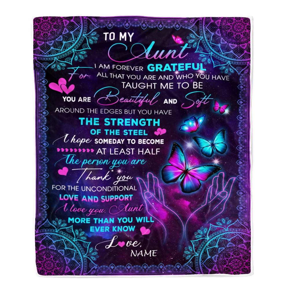 Personalized To My Aunt Blanket From Niece Nephew You Are Beautiful Butterfly Aunt Birthday Mothers Day Christmas Customized Fleece Throw Blanket Blanket | Teecentury.com