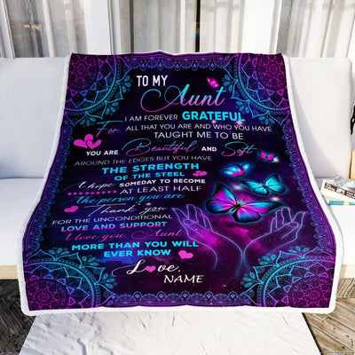 Personalized To My Aunt Blanket From Niece Nephew You Are Beautiful Butterfly Aunt Birthday Mothers Day Christmas Customized Fleece Throw Blanket Blanket | Teecentury.com