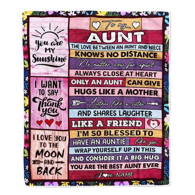 Personalized To My Aunt Blanket From Niece Wood The Love Between An Aunt And Niece Birthday Mothers Day Christmas Thanksgiving Customized Fleece Throw Blanket | teecentury