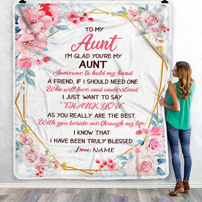 Personalized To My Aunt Blanket from Niece Nephew Floral I'm Glad You're My Aunt Birthday Mothers Day Thanksgiving Christmas Customized Fleece Throw Blanket | teecentury