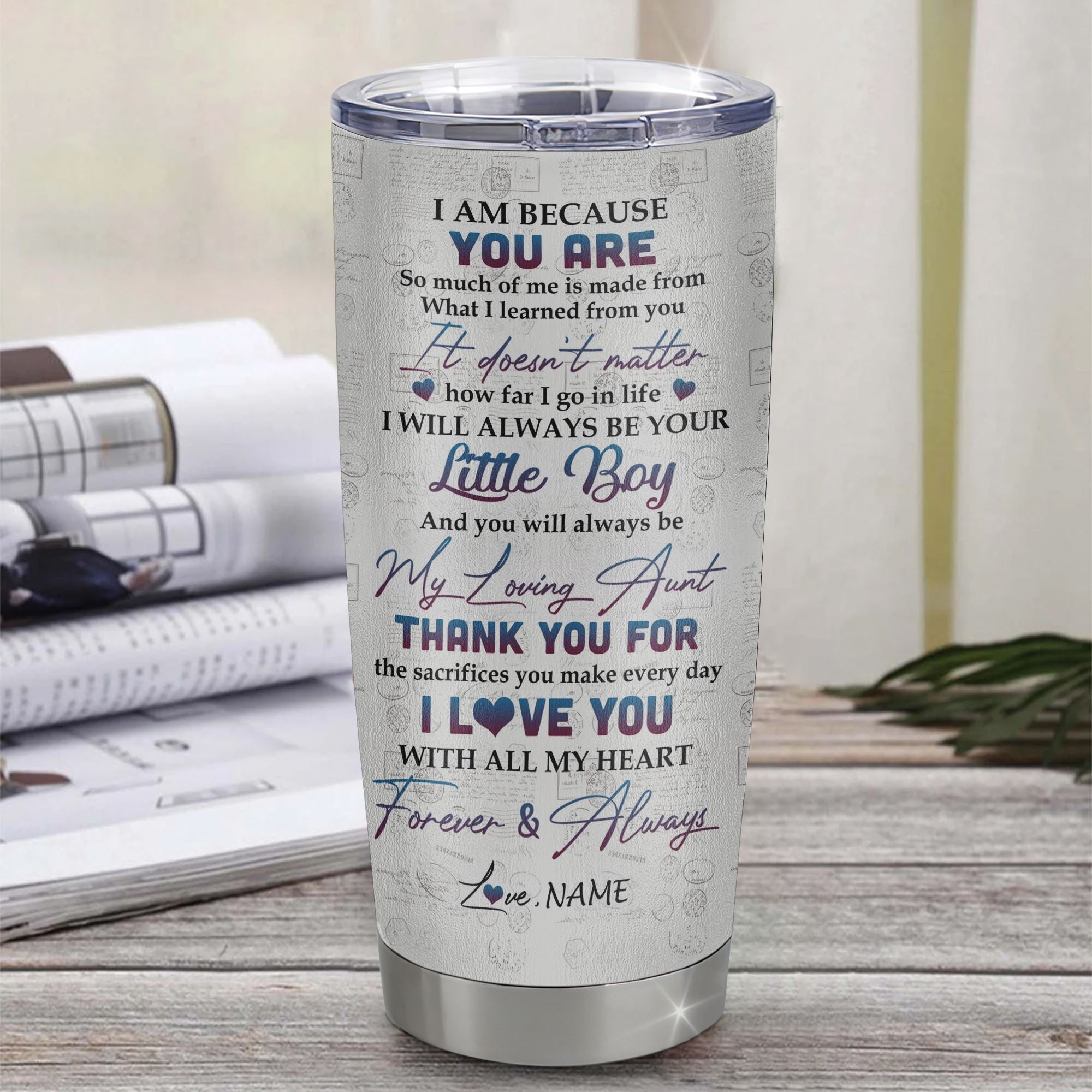 Personalized To My Aunt From Nephew Stainless Steel Tumbler Cup Colorful Tree I Love You With All Of My Heart Aunt Mothers Day Birthday Christmas Travel Mug | teecentury