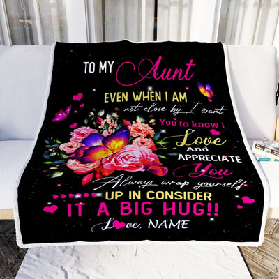 Personalized To My Aunt From Niece Nephew Blanket It A Big Hug I Love You Aunt Birthday Mothers Day Thanksgiving Christmas Customized Fleece Blanket Blanket | Teecentury.com
