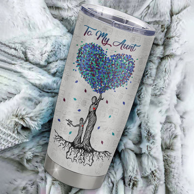 Personalized To My Aunt From Niece Stainless Steel Tumbler Cup Colorful Tree I Love You With All Of My Heart Aunt Mothers Day Birthday Christmas Travel Mug | teecentury