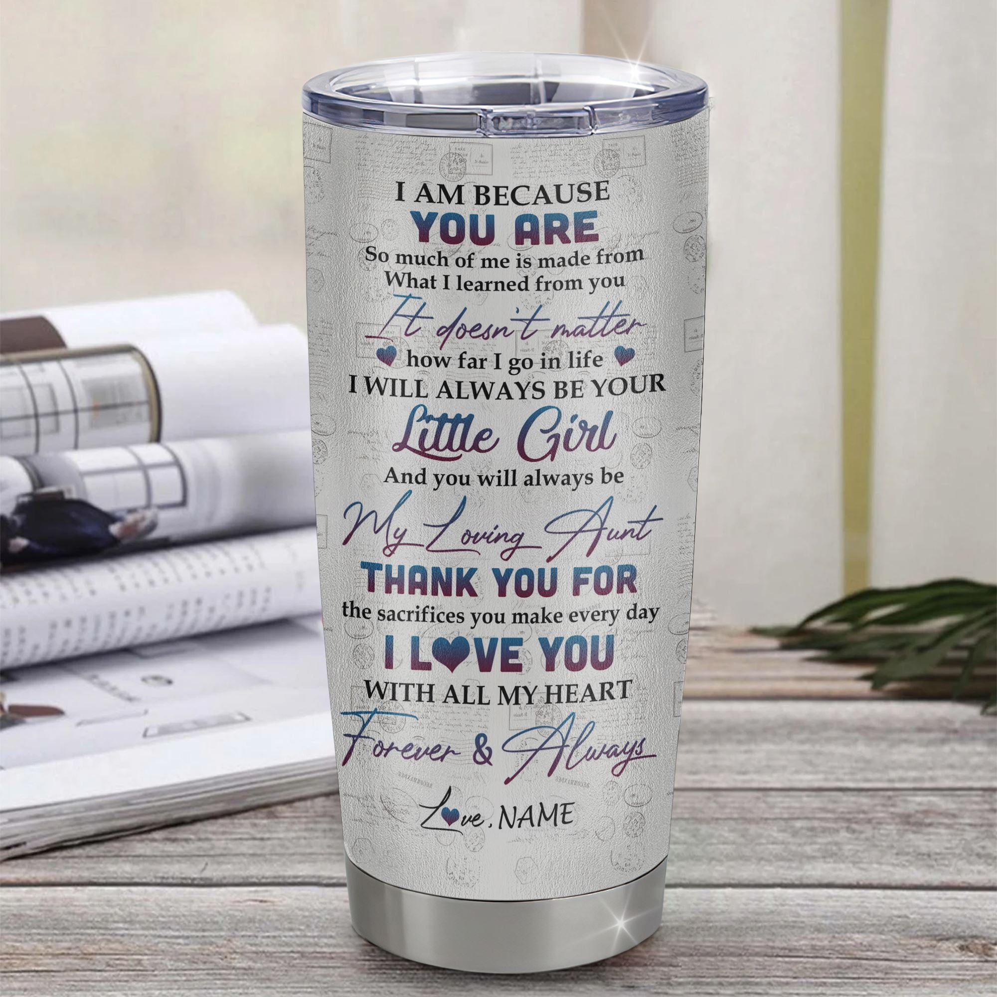 Personalized To My Aunt From Niece Stainless Steel Tumbler Cup Colorful Tree I Love You With All Of My Heart Aunt Mothers Day Birthday Christmas Travel Mug | teecentury