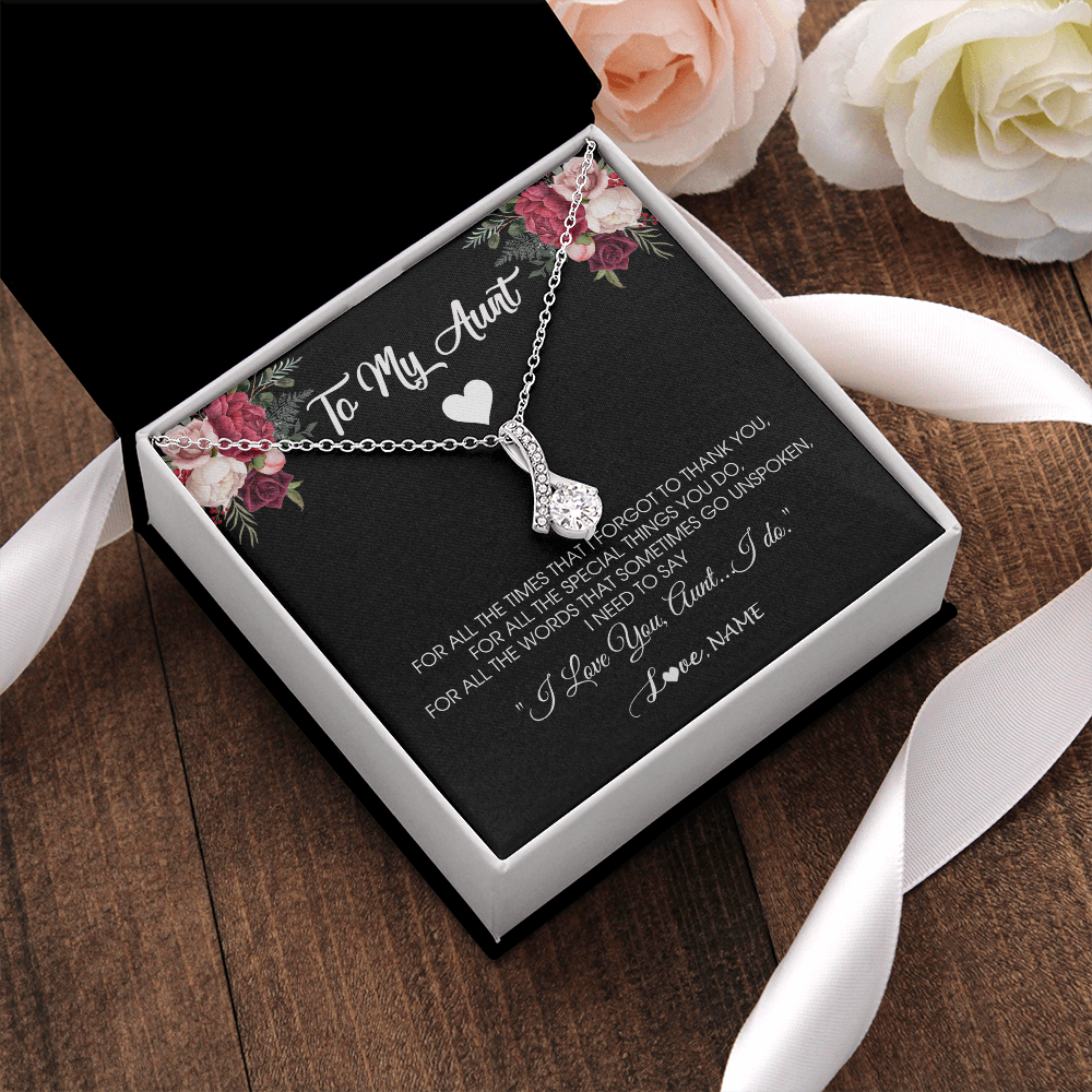 Alluring Beauty Necklace | Personalized To My Aunt Necklace From Niece Nephew I Need To Say I Love You Aunt Jewelry Birthday Mothers Day Christmas Customized Message Card | teecentury