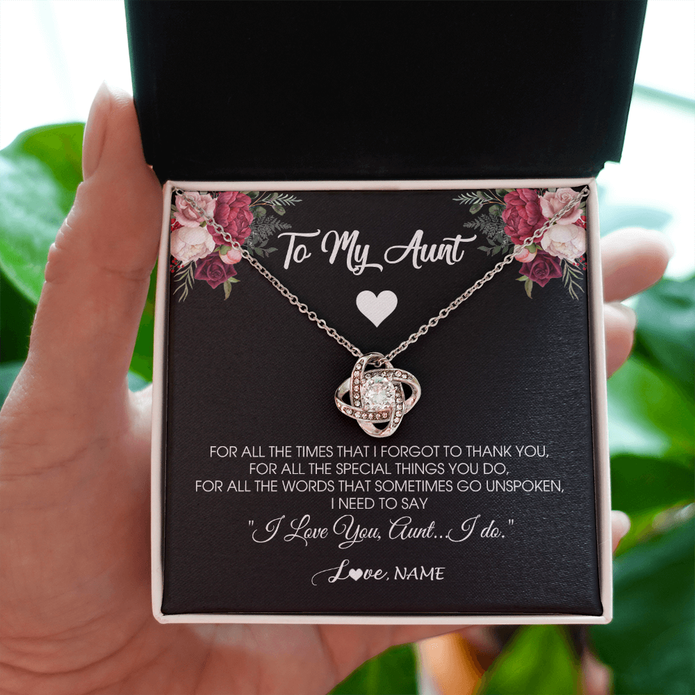 Love Knot Necklace | Personalized To My Aunt Necklace From Niece Nephew I Need To Say I Love You Aunt Jewelry Birthday Mothers Day Christmas Customized Message Card | teecentury