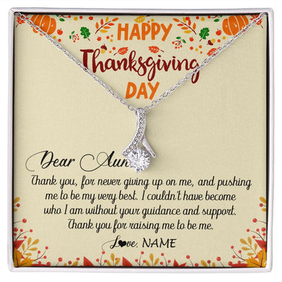 Alluring Beauty Necklace | Personalized To My Aunt Necklace From Niece Nephew Thank You For Raising Me Happy Thanksgiving Day Pendant Jewelry Customized Gift Box Message Card | teecentury