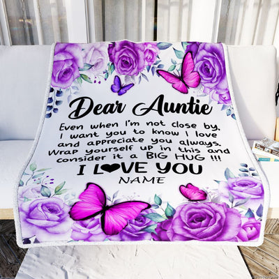 Personalized To My Auntie Blanket From Niece Nephew Butterfly Love And Appreciate Auntie Birthday Mothers Day Christmas Customized Fleece Throw Blanket | teecentury