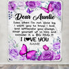 Personalized To My Auntie Blanket From Niece Nephew Butterfly Love And Appreciate Auntie Birthday Mothers Day Christmas Customized Fleece Throw Blanket | teecentury