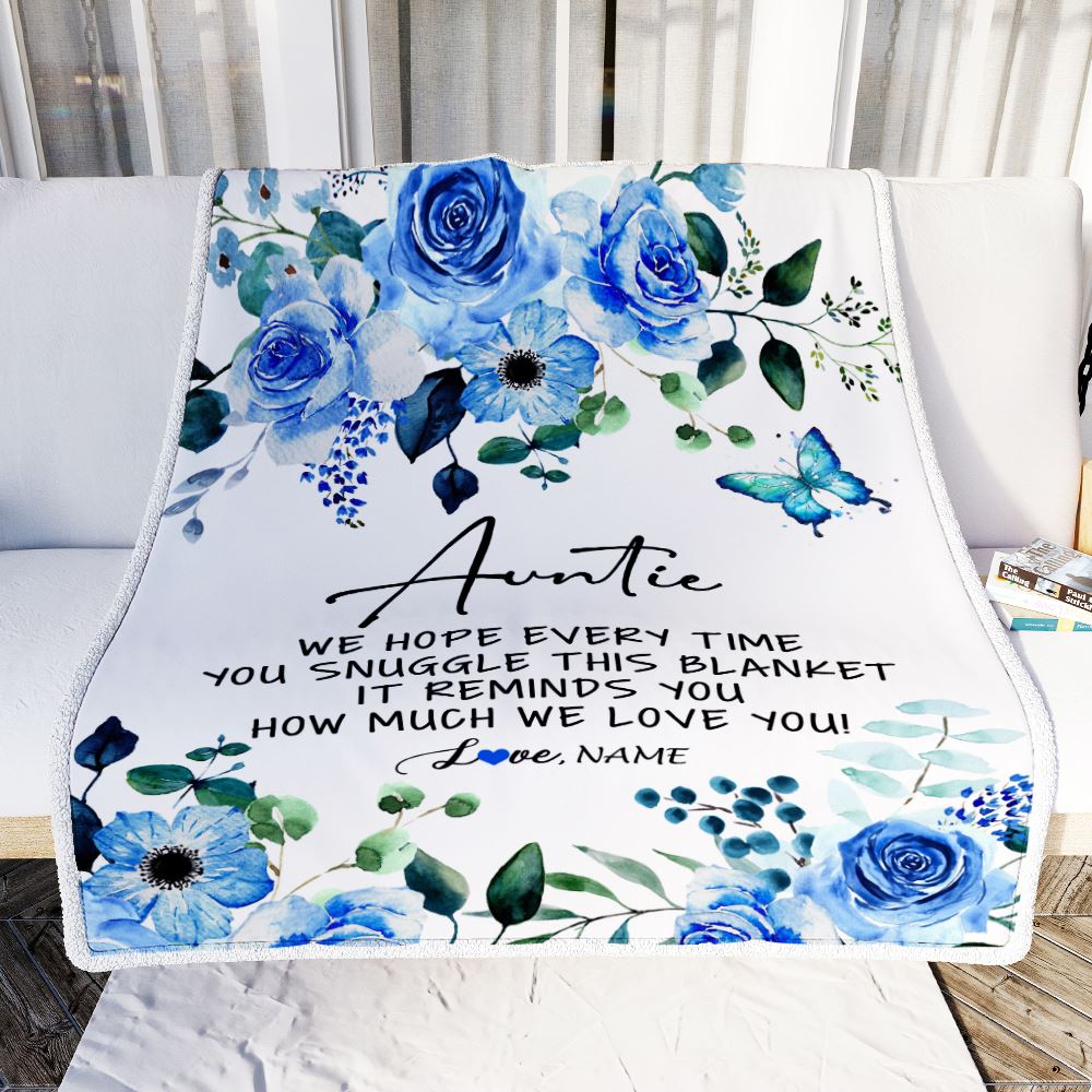 Personalized To My Auntie Blanket From Niece Nephew Floral How Much We Love You Auntie Birthday Mothers Day Christmas Customized Fleece Throw Blanket | teecentury