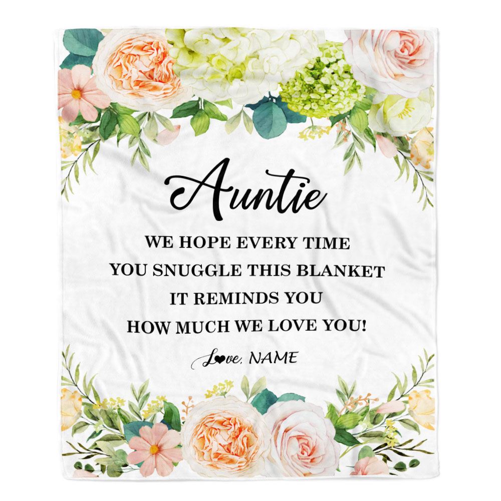 Personalized To My Auntie Blanket From Niece Nephew How Much We Love You Flower Auntie Birthday Mothers Day Christmas Customized Fleece Throw Blanket | teecentury