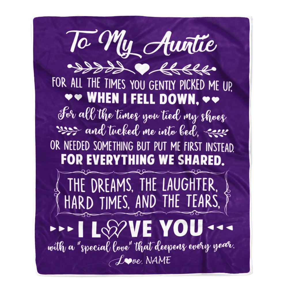 Personalized To My Auntie Blanket From Niece Nephew I Love You With A Special Love Auntie Birthday Mothers Day Christmas Customized Fleece Throw Blanket | teecentury