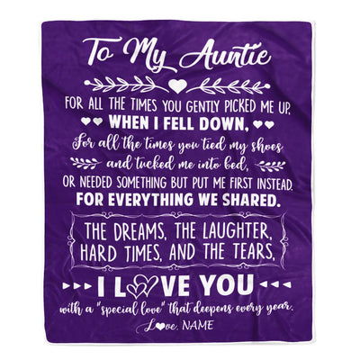 Personalized To My Auntie Blanket From Niece Nephew I Love You With A Special Love Auntie Birthday Mothers Day Christmas Customized Fleece Throw Blanket | teecentury