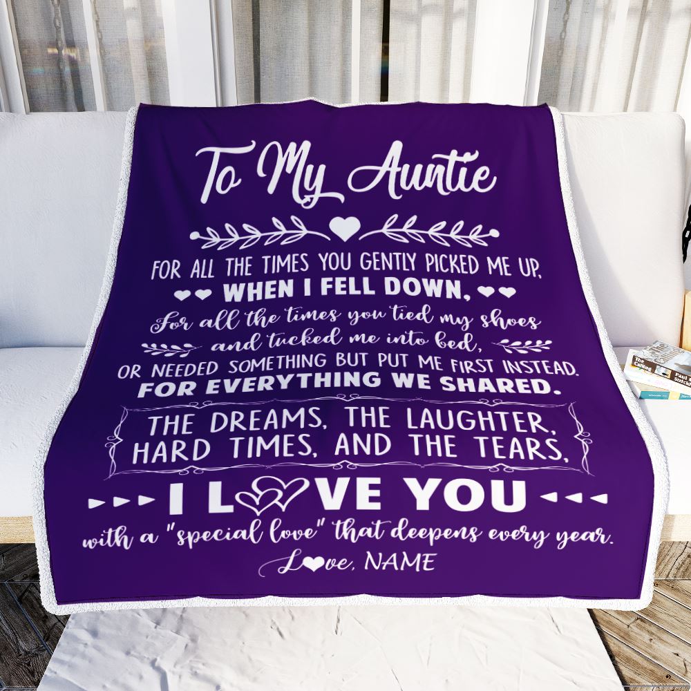 Personalized To My Auntie Blanket From Niece Nephew I Love You With A Special Love Auntie Birthday Mothers Day Christmas Customized Fleece Throw Blanket | teecentury