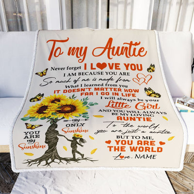 Personalized To My Auntie Blanket From Niece Sunflower Never Forget I Love You Auntie Birthday Mothers Day Christmas Customized Bed Fleece Throw Blanket | teecentury