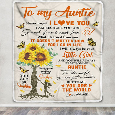 Personalized To My Auntie Blanket From Niece Sunflower Never Forget I Love You Auntie Birthday Mothers Day Christmas Customized Bed Fleece Throw Blanket | teecentury