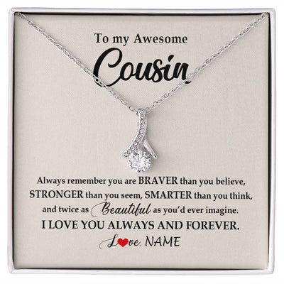 Alluring Beauty Necklace | Personalized To My Awesome Cousin Necklace From Family I Love You Always And Forever Cousin Jewelry Birthday Christmas Customized Gift Box Message Card | teecentury