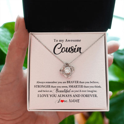 Love Knot Necklace | Personalized To My Awesome Cousin Necklace From Family I Love You Always And Forever Cousin Jewelry Birthday Christmas Customized Gift Box Message Card | teecentury