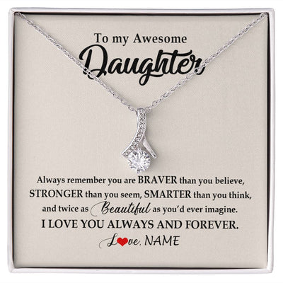 Alluring Beauty Necklace | Personalized To My Awesome Daughter Necklace From Mom Dad I Love You Always And Forever Daughter Birthday Christmas Jewelry Customized Gift Box Message Card | teecentury