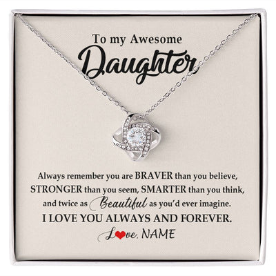 Love Knot Necklace | Personalized To My Awesome Daughter Necklace From Mom Dad I Love You Always And Forever Daughter Birthday Christmas Jewelry Customized Gift Box Message Card | teecentury