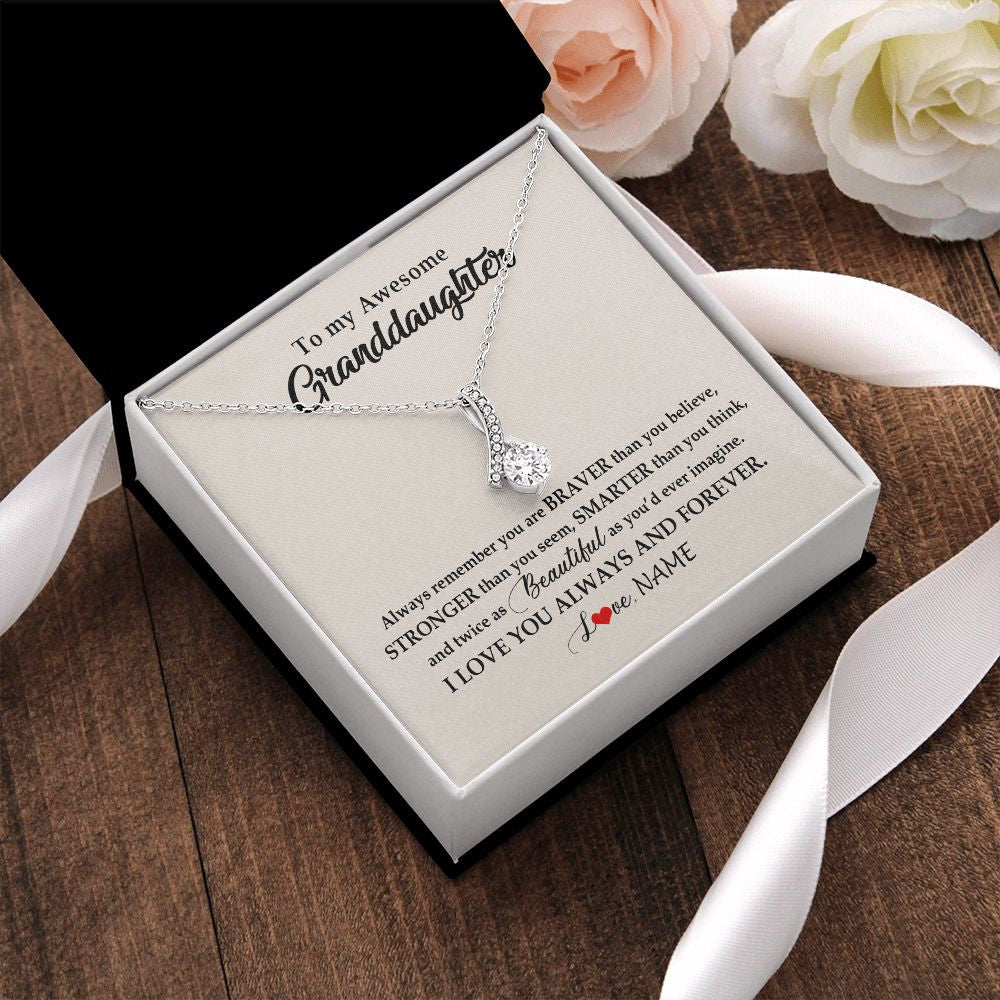 Alluring Beauty Necklace | Personalized To My Awesome Granddaughter Necklace From Grandma Nana I Love You Always And Forever Granddaughter Birthday Customized Gift Box Message Card | teecentury