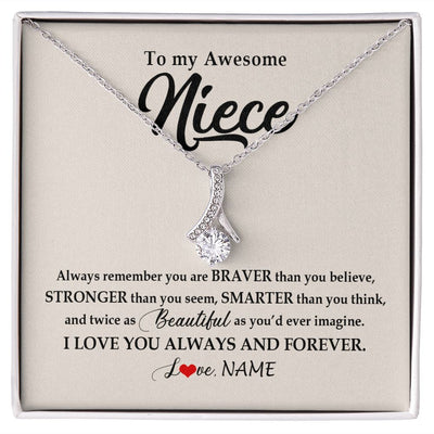 Alluring Beauty Necklace | Personalized To My Awesome Niece Necklace From Aunt Uncle I Love You Always And Forever Niece Jewelry Birthday Christmas Customized Gift Box Message Card | teecentury