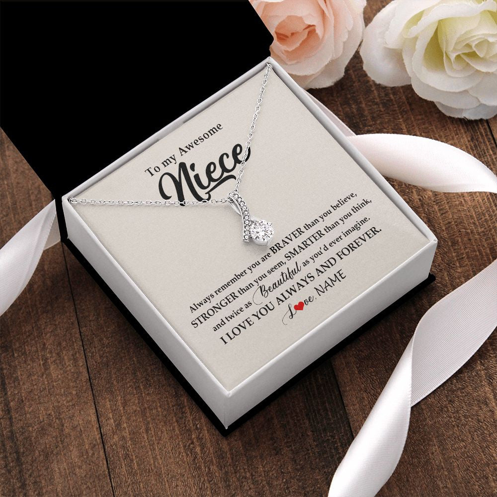 Alluring Beauty Necklace | Personalized To My Awesome Niece Necklace From Aunt Uncle I Love You Always And Forever Niece Jewelry Birthday Christmas Customized Gift Box Message Card | teecentury
