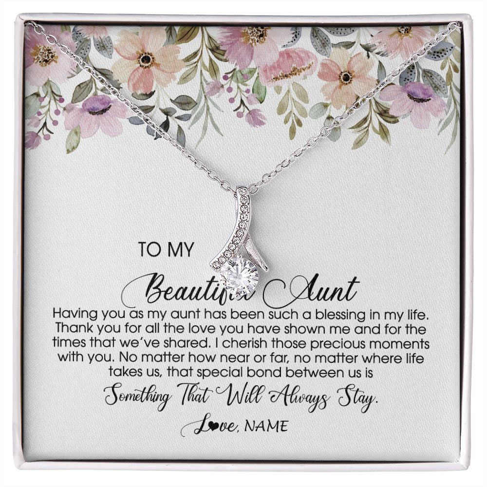 Alluring Beauty Necklace | Personalized To My Beautiful Aunt Necklace From Niece Nephew Having You As My Aunt Auntie Birthday Mothers Day Christmas Customized Gift Box Message Card | teecentury