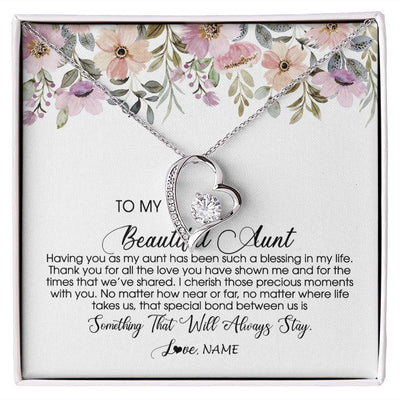 Forever Love Necklace | Personalized To My Beautiful Aunt Necklace From Niece Nephew Having You As My Aunt Auntie Birthday Mothers Day Christmas Customized Gift Box Message Card | teecentury