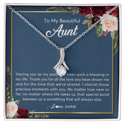Alluring Beauty Necklace | Personalized To My Beautiful Aunt Necklace From Niece Nephew Thank You For All The Love Aunt Jewelry Birthday Christmas Customized Gift Box Message Card | teecentury