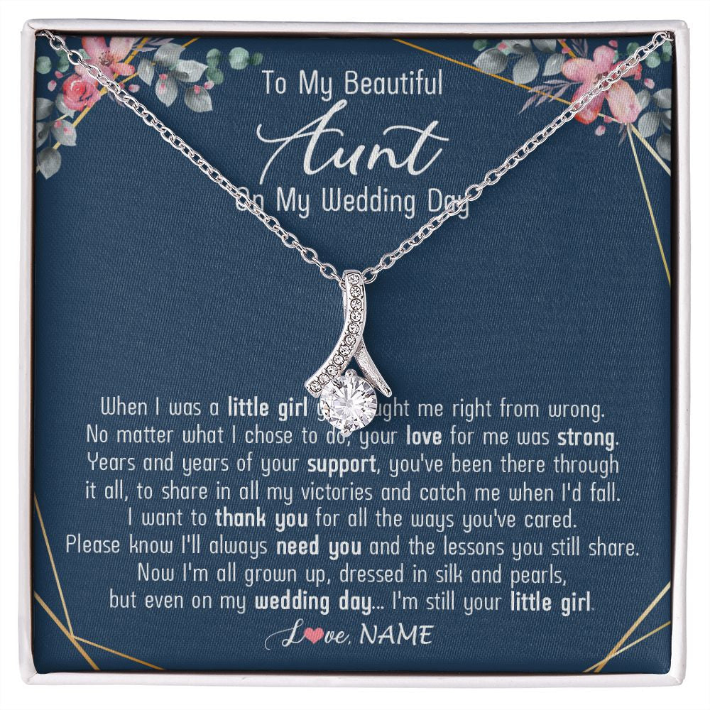 Alluring Beauty Necklace | Personalized To My Beautiful Aunt Necklace From Niece On My Wedding Day Aunt Of The Bride From Niece Aunt Jewelry Customized Gift Box Message Card | teecentury
