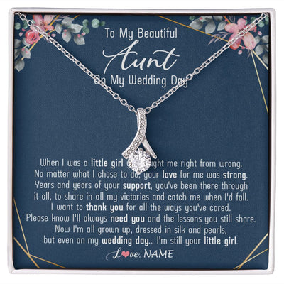Alluring Beauty Necklace | Personalized To My Beautiful Aunt Necklace From Niece On My Wedding Day Aunt Of The Bride From Niece Aunt Jewelry Customized Gift Box Message Card | teecentury