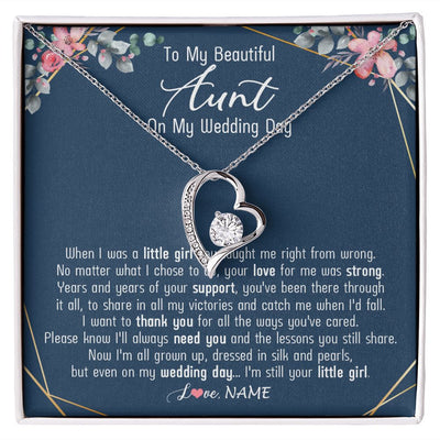 Forever Love Necklace | Personalized To My Beautiful Aunt Necklace From Niece On My Wedding Day Aunt Of The Bride From Niece Aunt Jewelry Customized Gift Box Message Card | teecentury