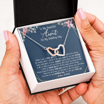 Interlocking Hearts Necklace | Personalized To My Beautiful Aunt Necklace From Niece On My Wedding Day Aunt Of The Bride From Niece Aunt Jewelry Customized Gift Box Message Card | teecentury