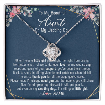 Love Knot Necklace | Personalized To My Beautiful Aunt Necklace From Niece On My Wedding Day Aunt Of The Bride From Niece Aunt Jewelry Customized Gift Box Message Card | teecentury