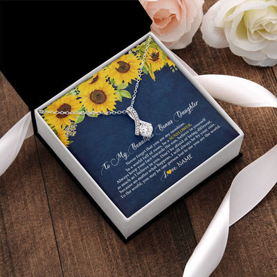 Alluring Beauty Necklace | Personalized To My Beautiful Bonus Daughter Necklace From Mom Be A Sunflower My Sunshine Stepdaughter Birthday Christmas Customized Gift Box Message Card | teecentury