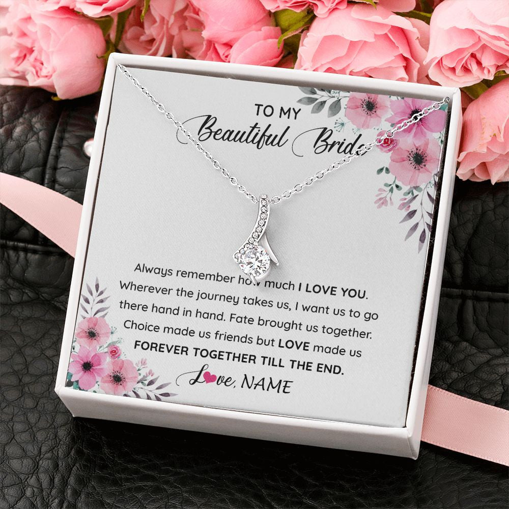 Alluring Beauty Necklace | Personalized To My Beautiful Bride Necklace From Groom To Future Wife Necklace From Husband On My Wedding Day Customized Gift Box Message Card | teecentury