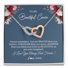 Interlocking Hearts Necklace | Personalized To My Beautiful Cousin Necklace From Family Braver Stronger Smarter Cousin Pendant Jewelry Birthday Graduation Christmas Customized Message Card | teecentury