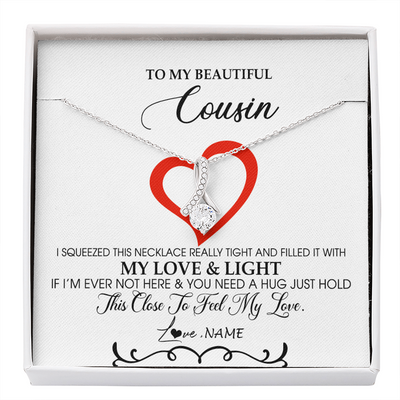 Alluring Beauty Necklace | Personalized To My Beautiful Cousin Necklace From Family Filled With My Love and Light Cousin Pendant Jewelry Birthday Christmas Customized Message Card | teecentury
