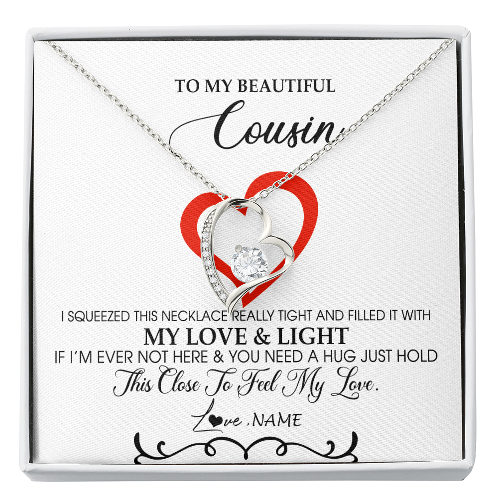Forever Love Necklace | Personalized To My Beautiful Cousin Necklace From Family Filled With My Love and Light Cousin Pendant Jewelry Birthday Christmas Customized Message Card | teecentury