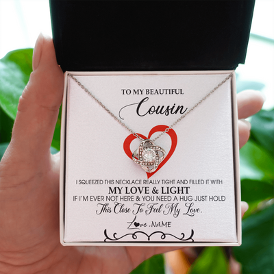 Love Knot Necklace | Personalized To My Beautiful Cousin Necklace From Family Filled With My Love and Light Cousin Pendant Jewelry Birthday Christmas Customized Message Card | teecentury