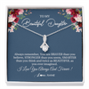 Alluring Beauty Necklace | Personalized To My Beautiful Daughter Necklace From Dad Mom Braver Stronger Smarter Daughter Jewelry Birthday Graduation Christmas Customized Message Card | teecentury