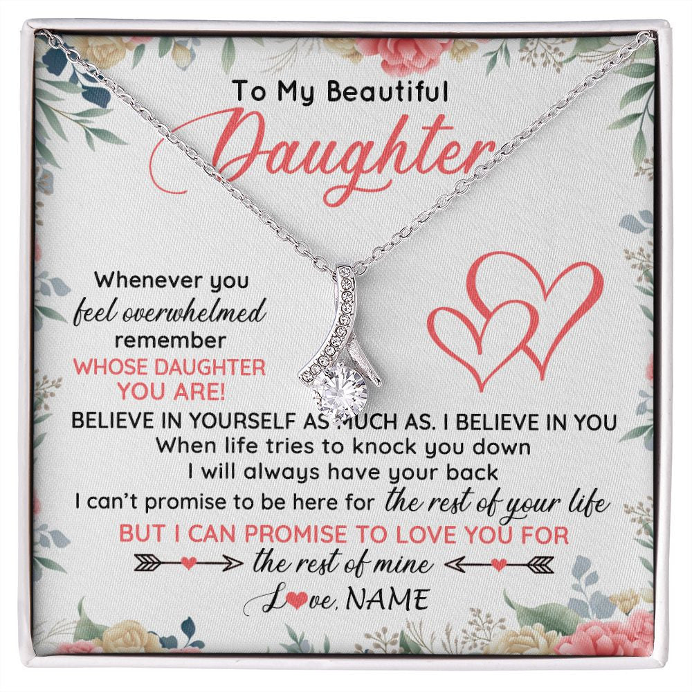 Alluring Beauty Necklace | Personalized To My Beautiful Daughter Necklace From Mom Dad Believe In You Daughter Jewelry Birthday Graduation Christmas Customized Gift Box Message Card | teecentury